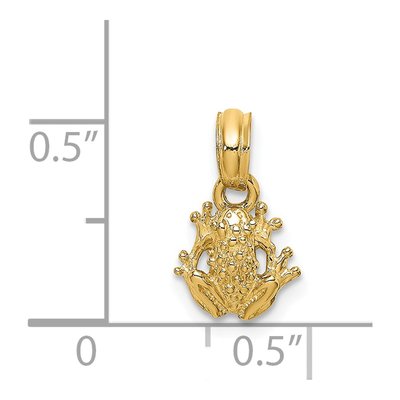 14K Yellow Gold Textured Frog Pendant – view 5