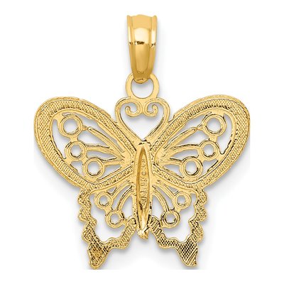 14K Yellow Gold Filigree Butterfly Charm – view 5