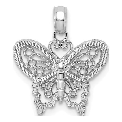 14K White Gold Butterfly Pendant