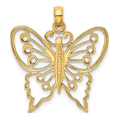 14K Yellow Gold Cut-Out Butterfly Pendant