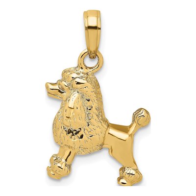 14K Yellow Gold 3-D Poodle Dog Pendant