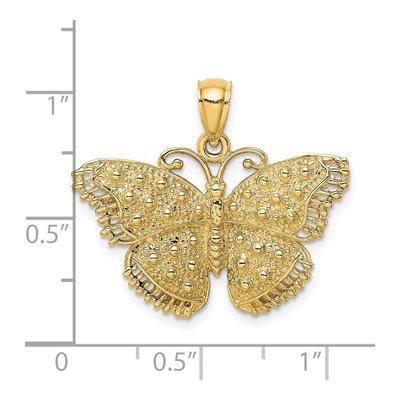 14K Yellow Gold Textured Butterfly Pendant – view 4