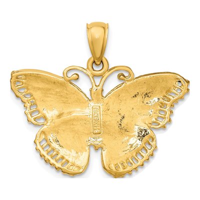 14K Yellow Gold Textured Butterfly Pendant – view 5