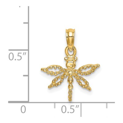 14K Yellow Gold Mini Dragonfly Pendant – view 4