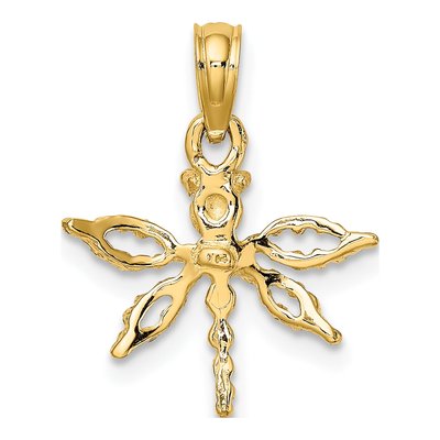 14K Yellow Gold Mini Dragonfly Pendant – view 5