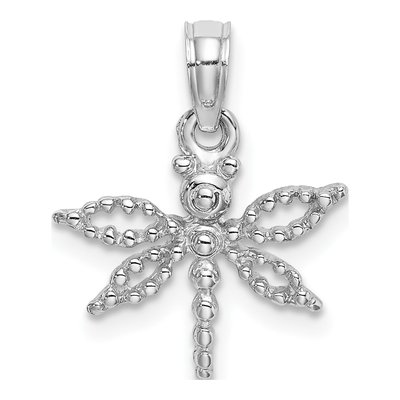 14K White Gold Mini Dragonfly Cut-Out Charm