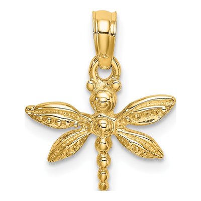 14K Yellow Gold Mini Dragonfly Charm