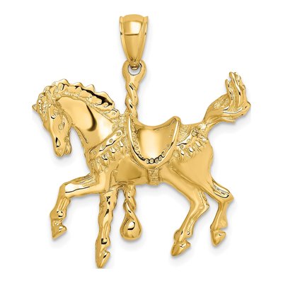 14K Yellow Gold Carousel Horse Pendant