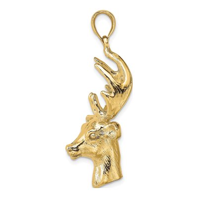 14K Yellow Gold 3-D Deer Head Charm – view 3
