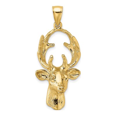 14K Yellow Gold 3-D Deer Head Charm