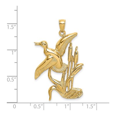 14K Yellow Gold Duck Flying From Willow Pendant – view 4