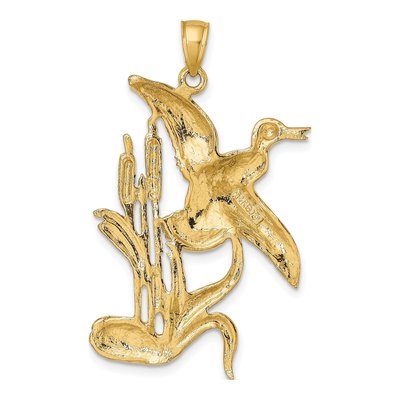 14K Yellow Gold Duck Flying From Willow Pendant – view 5