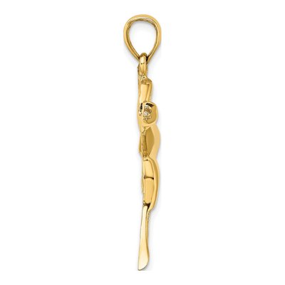 14K Yellow Gold Textured Flying Duck Pendant – view 3