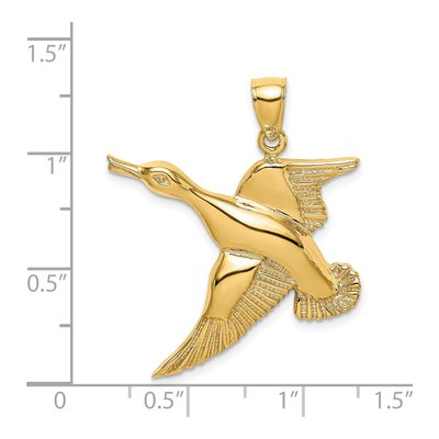 14K Yellow Gold Textured Flying Duck Pendant – view 4