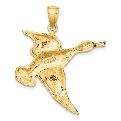 14K Yellow Gold Textured Flying Duck Pendant – view 5