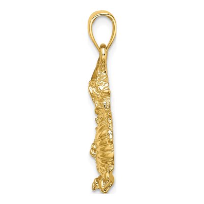 14K Yellow Gold 2-D Textured Dragon Pendant – view 3