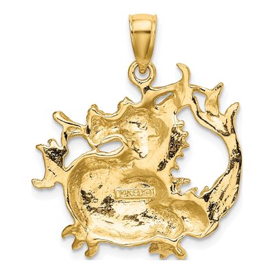 14K Yellow Gold 2-D Textured Dragon Pendant – view 5