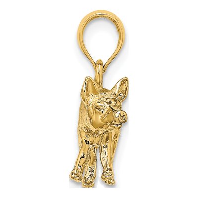 14K Yellow Gold 3D Textured Farm Pig Charm – view 3