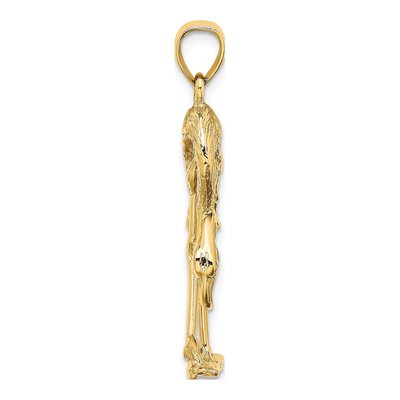 14K Yellow Gold 3-D Textured Flamingo Pendant – view 3