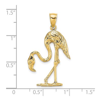 14K Yellow Gold 3-D Textured Flamingo Pendant – view 4