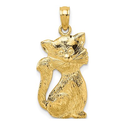 14K Yellow Gold Sitting Cat Pendant