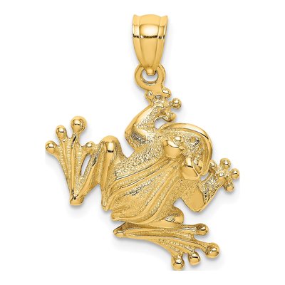 14K Yellow Gold 2-D Frog Sitting Charm