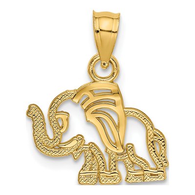 14K Yellow Gold Flat Elephant Pendant