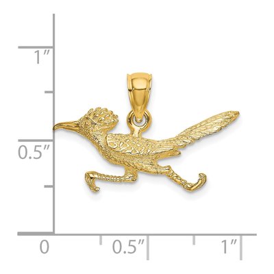 14K Yellow Gold 3D Road Runner Pendant – view 4
