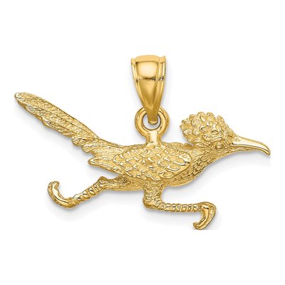 14K Yellow Gold 3D Road Runner Pendant – view 5