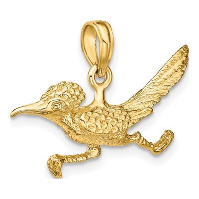14K Yellow Gold 3D Road Runner Pendant – view 6