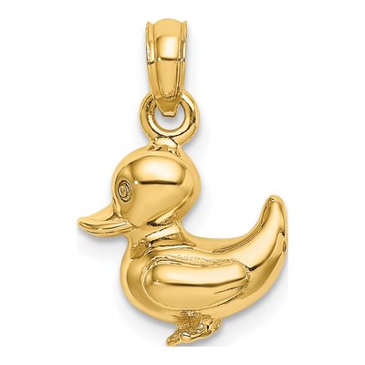 14K Yellow Gold 3-D Duckling Pendant