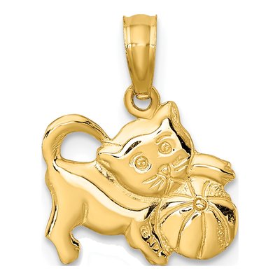 14K Yellow Gold 3D Kitten Charm – view 5