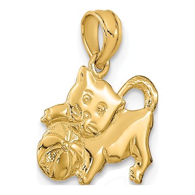 14K Yellow Gold 3D Kitten Charm – view 6