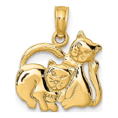 14K Yellow Gold Two Kittens Pendant – view 5