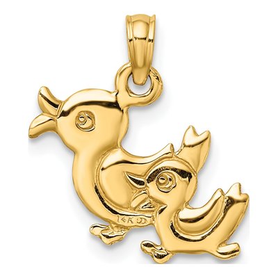 14K Yellow Gold 3D Two Ducks Pendant – view 4