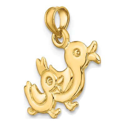 14K Yellow Gold 3D Two Ducks Pendant – view 5
