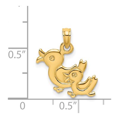 14K Yellow Gold 3D Two Ducks Pendant – view 6