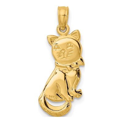 14K Yellow Gold Sitting Cat Charm – view 5