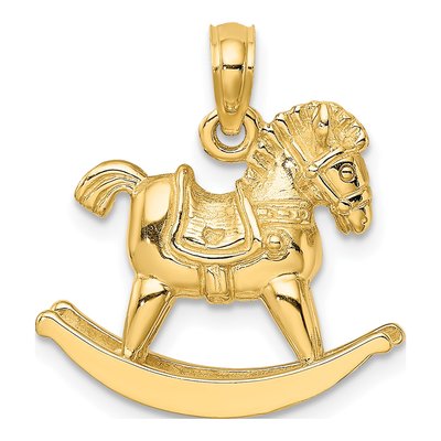 14K Yellow Gold 3D Rocking Horse Charm – view 5