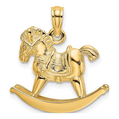 14K Yellow Gold 3D Rocking Horse Charm
