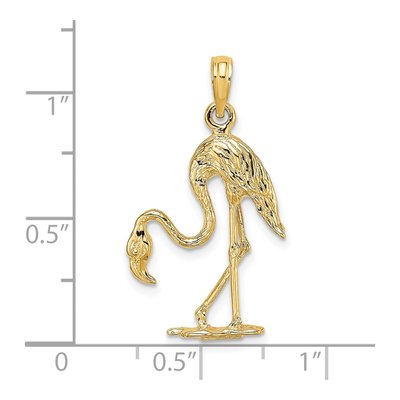 14K Yellow Gold Textured Flamingo Charm – view 4
