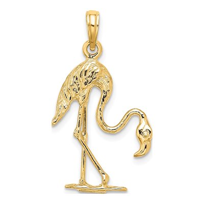 14K Yellow Gold Textured Flamingo Charm – view 5