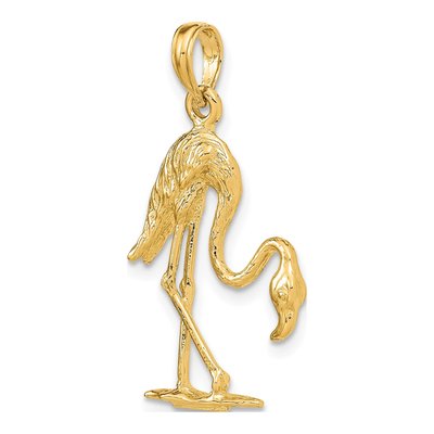 14K Yellow Gold Textured Flamingo Charm – view 6