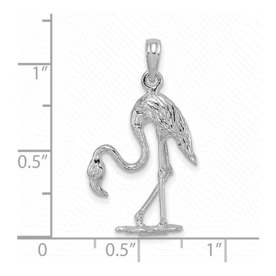 14K White Gold 3D Flamingo Pendant – view 4