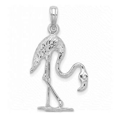 14K White Gold 3D Flamingo Pendant – view 5