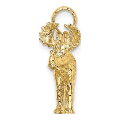 14K Yellow Gold 3-D Textured Moose Pendant – view 3