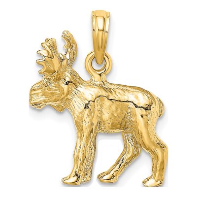 14K Yellow Gold 3-D Textured Moose Pendant – view 4