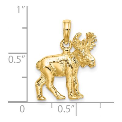 14K Yellow Gold 3-D Textured Moose Pendant – view 5