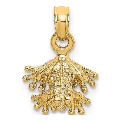 14K Yellow Gold 3D Mini Frog Pendant