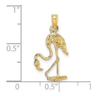 14K Yellow Gold 3D Flamingo Pendant – view 4